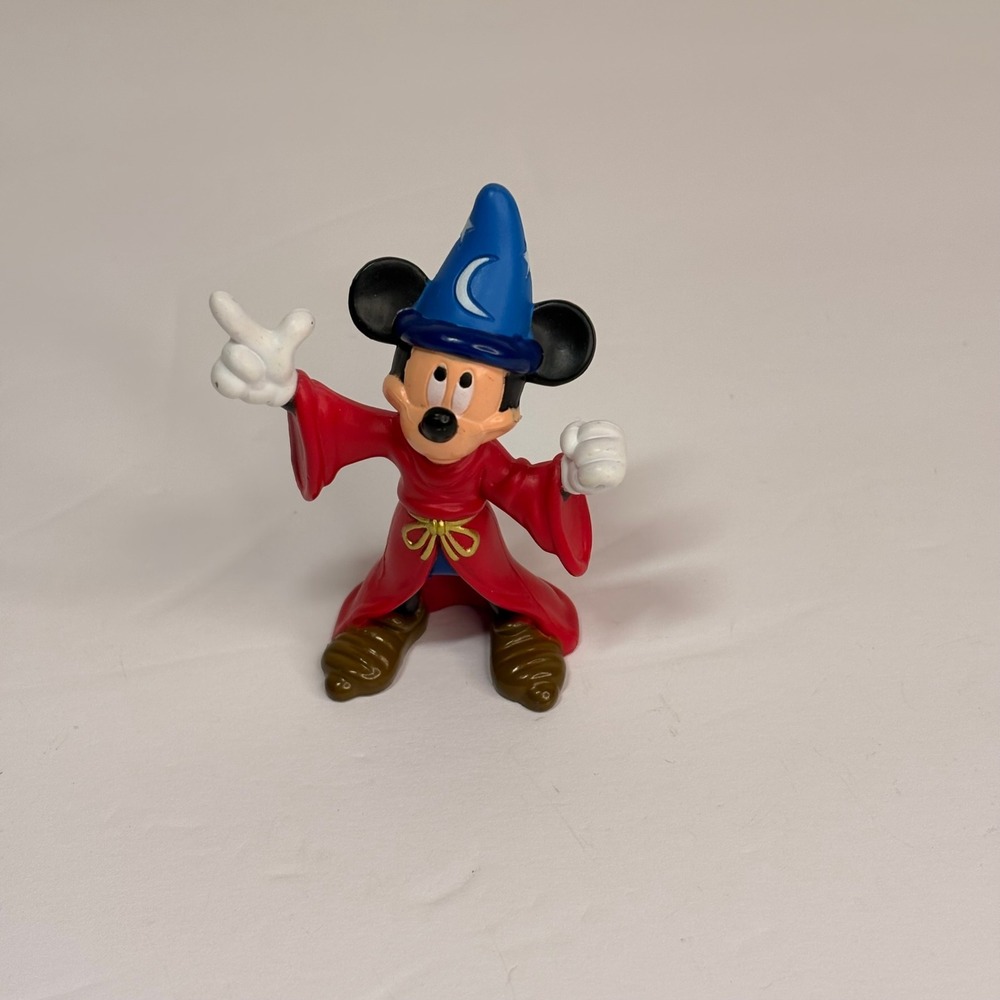 Disney Sorcerer Mickey Mouse Figure Unisex 3" Red Excellent Fantasia PVC